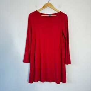 Eileen Fisher Dress Womens‎ Medium Red Long Sleeve Shift Holiday Office Party